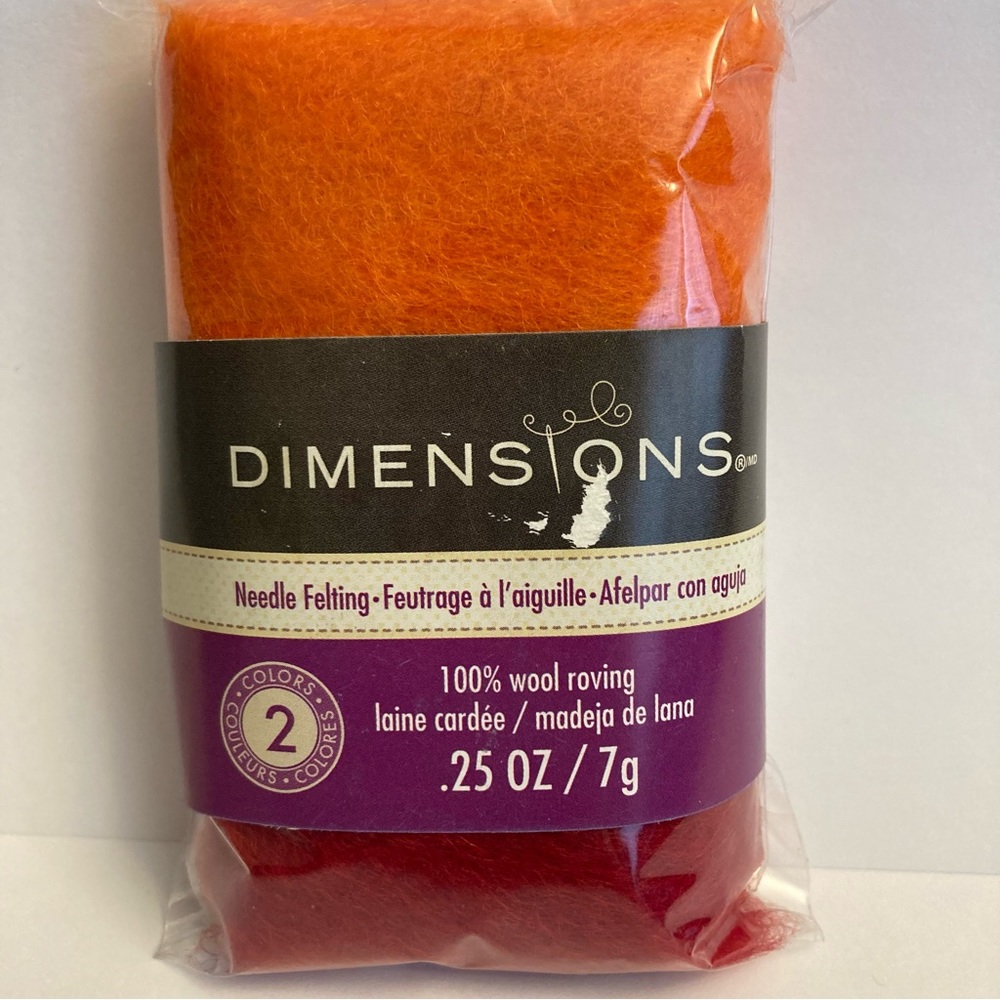 6 Dimensions FeltWorks 100% Wool Roving Orange Tomato Red 0.25oz Needle Felting